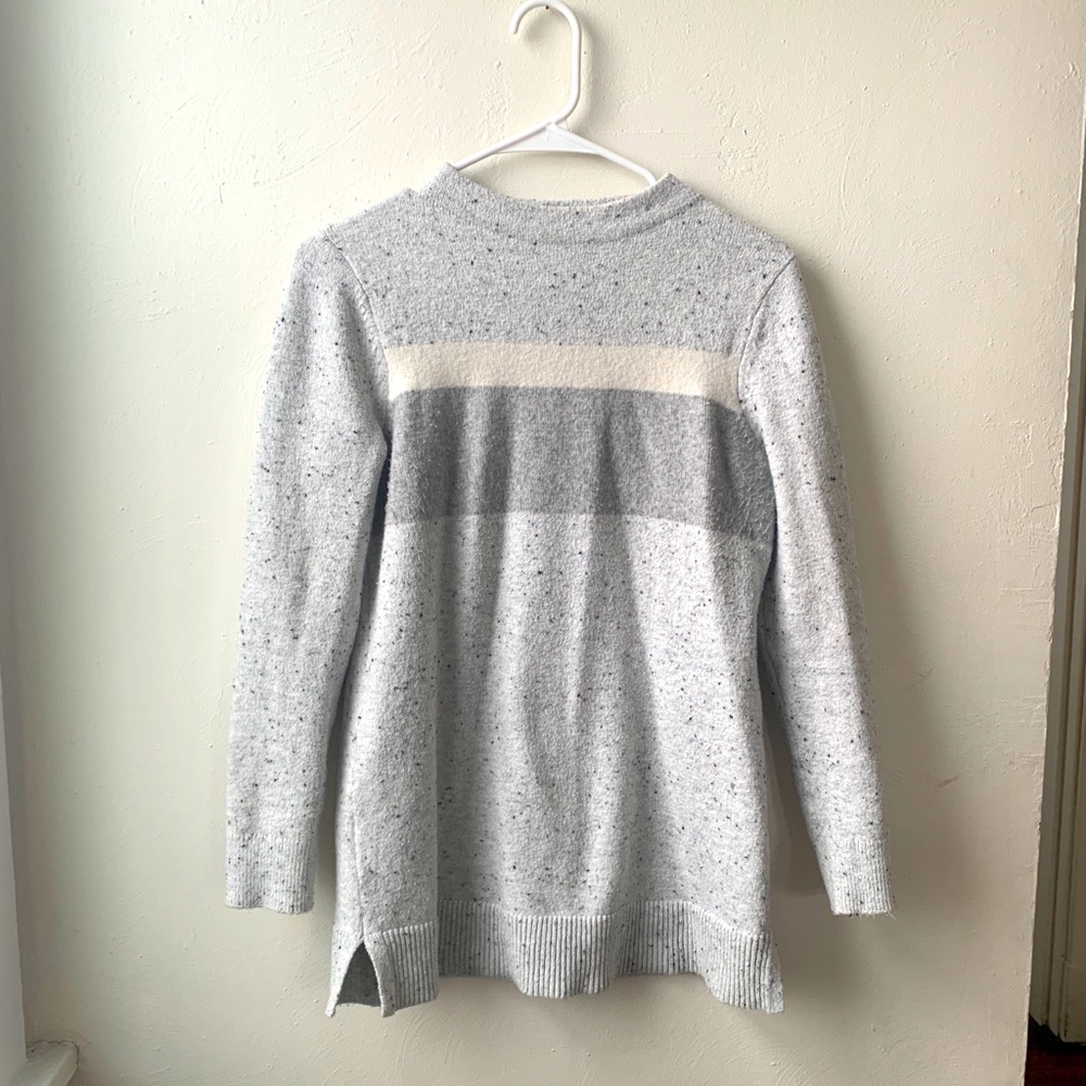 LOFT Grey Striped Tunic Sweater